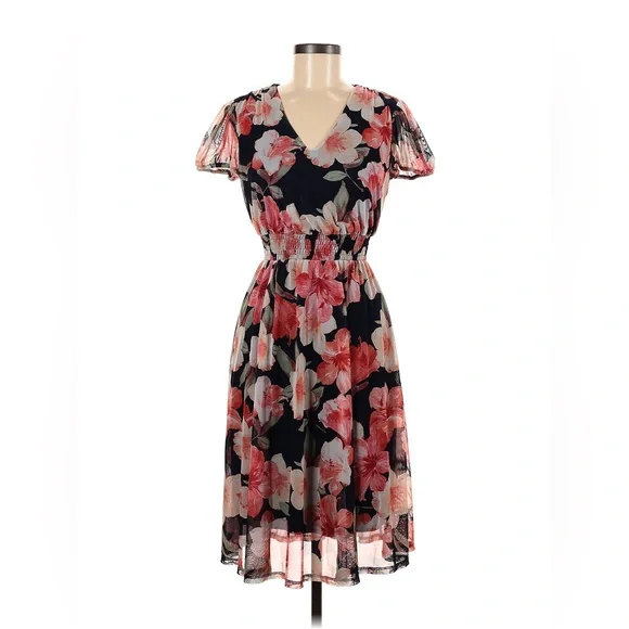 open lace back dress Nana Jacqueline Lilly Dress in Rose Pink Print